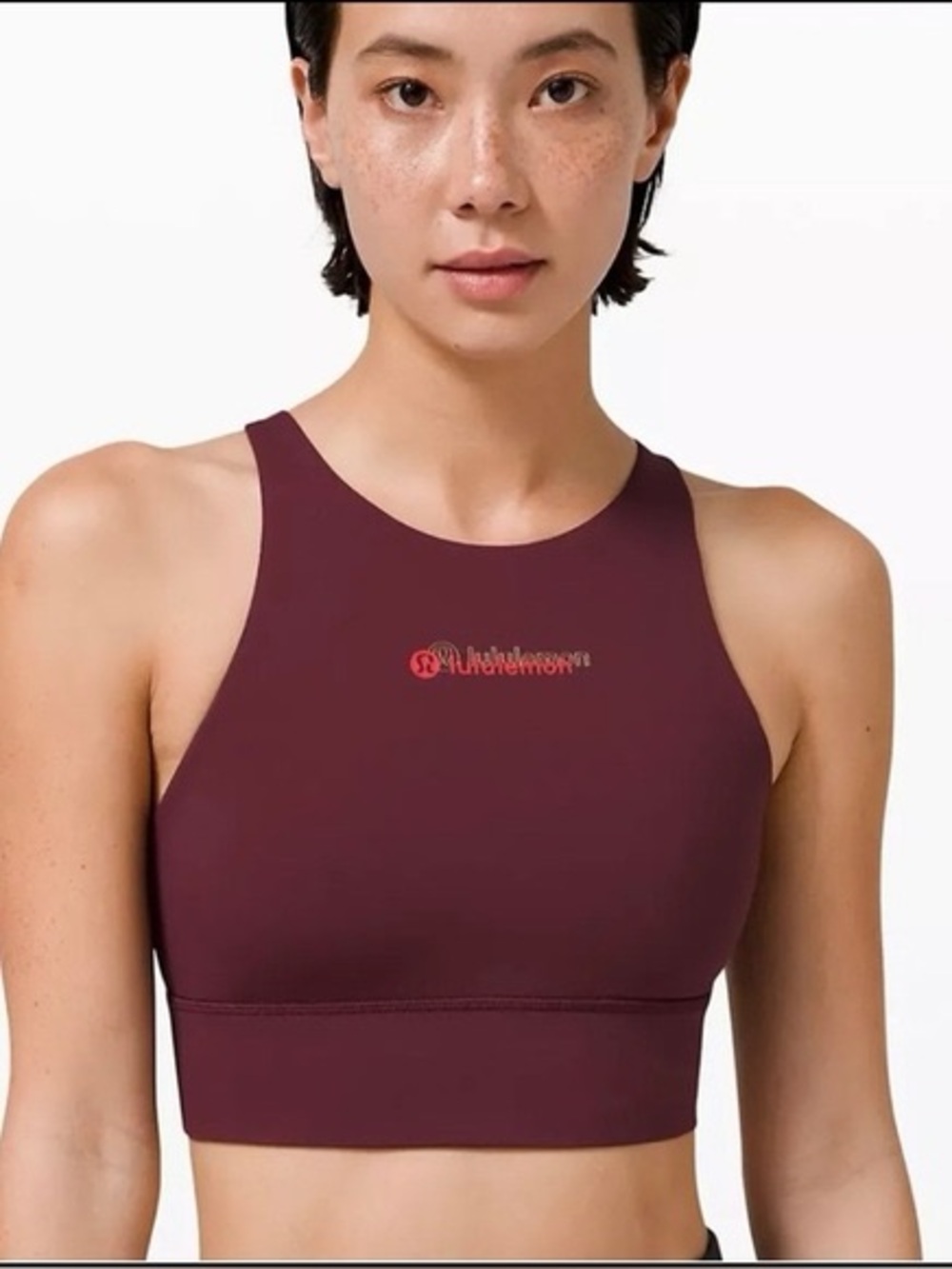 lululemon athletica High-Neck Sports Bra in Burgundy